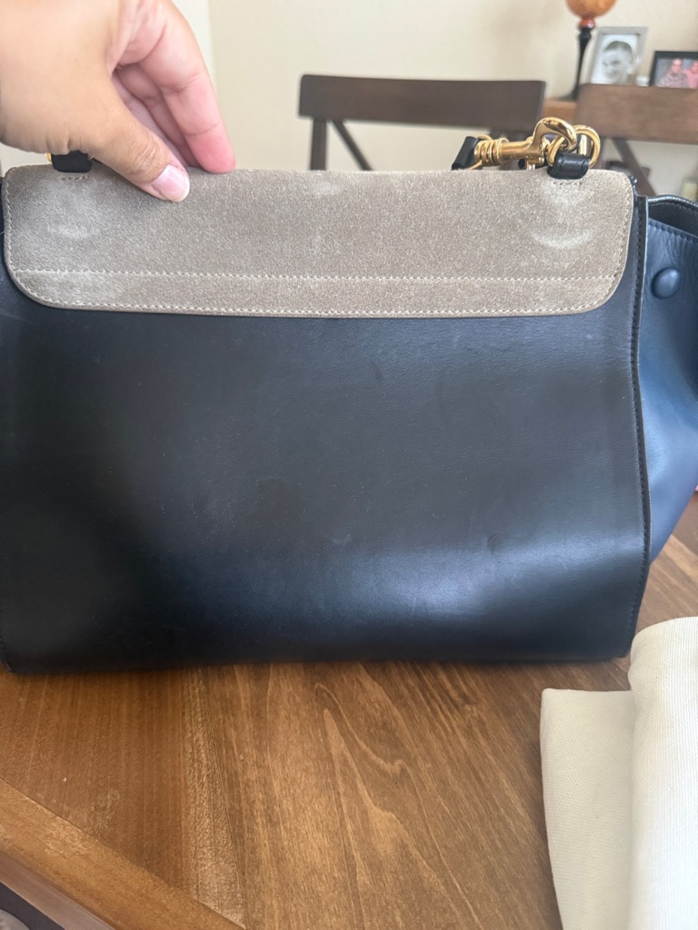 Céline Trapeze Shoulder Bag in Taupe, Navy Blue, and Black - Picture 14 of 14